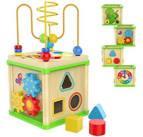 Top Bright - Wooden Activity Cube Toy for Kids 0