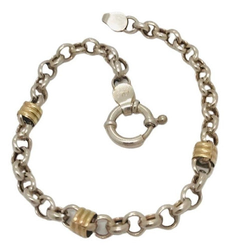 Crisol Rolled Silver and Gold Bracelet with Sailor Clasp 1