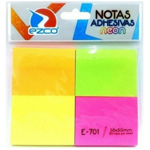 Ezco Neon Sticky Notes 38x50mm 4 Colors Pack of 24 0