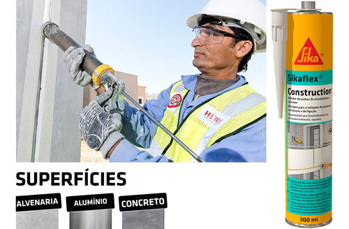 Selante Poliuretano Sikaflex Construction Branco - Kit 3 Un 4