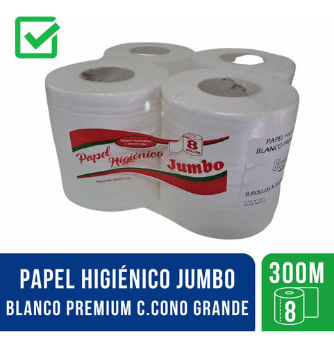 Excelente Jumbo White Premium Toilet Paper 8 Rolls x 300 M. 0