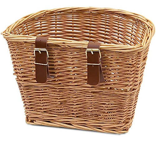 Prosource Nantucket Style Front Handlebar Wicker Bicycle Basket 1