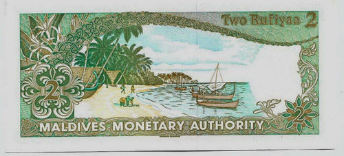 Fk Billete Maldives Maldivas 2 Rufiyaa 1983 P-9 Sin Circular 1