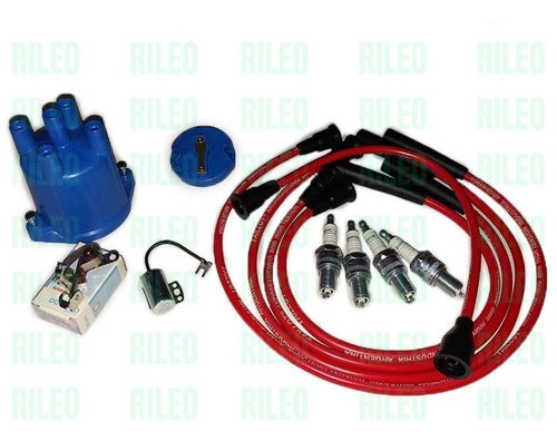 Complete FIAT 125 Ignition Kit with Spark Plug Cables Platinum Distributor 3
