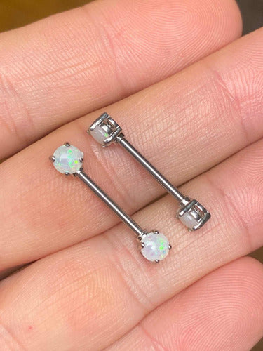 Bavaspiercing Nipple Piercing with Opal Surgical Steel X 2 1