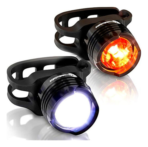 Stupidbright Micro LED Light Set for Bicycle Front and Rear (2 Pack) 0