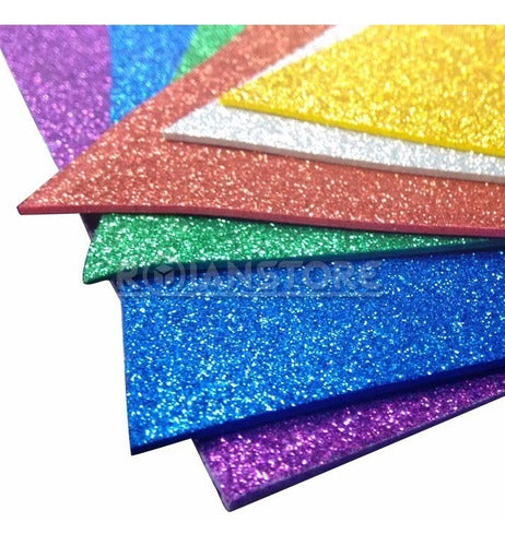 CASA SOFIA Planchas Goma Eva Brillo Glitter 2mm 60x40 Cm X 10u Surtido! 0