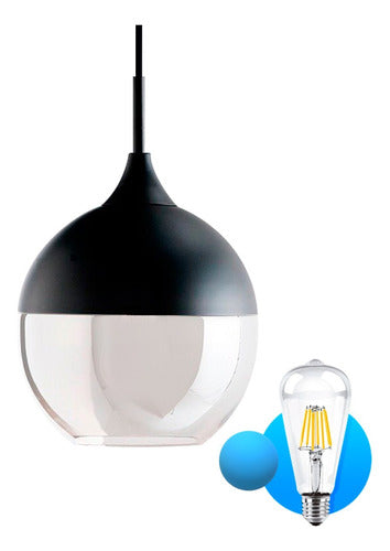 Pendant Glass Lamp Mitte E27 Ceiling + Filament 0