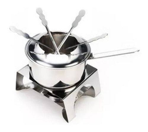Stainless Steel Fondue Set for 6 People with Colorful Forks 0