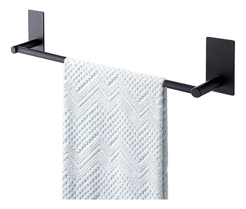 Ottone Self-Adhesive Towel Bar for Bathroom & Kitchen - Stainless Steel, Black 0