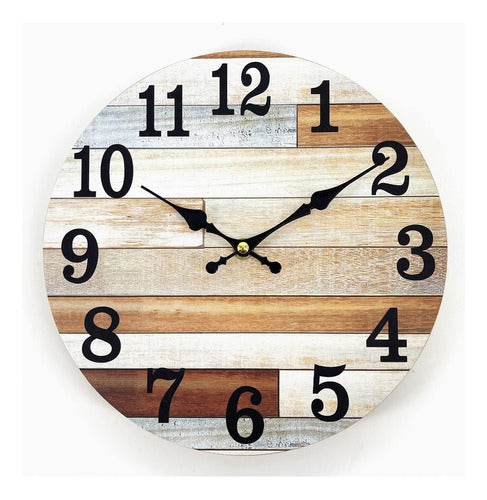 Giftaya Reloj De Pared De Madera Rustica Redondo De 10 Pulga 0