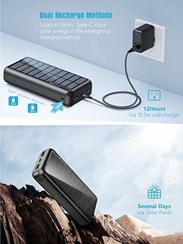 Power Bank Solar De 30000 Mah 2 Salidas Usb Y Usb-c 4