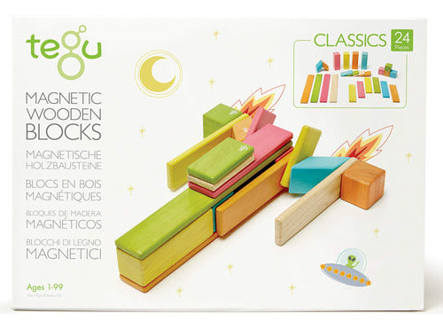 Tegu Magnetic Wooden Block Set 24 Pieces, Tints 0