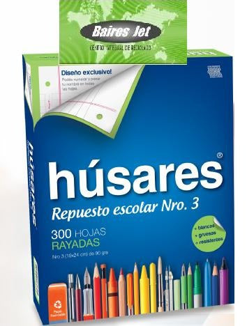 Húsares 3 Repuesto Escolar Nº 3 Husares 6236 Hoja Cuadriculada 2