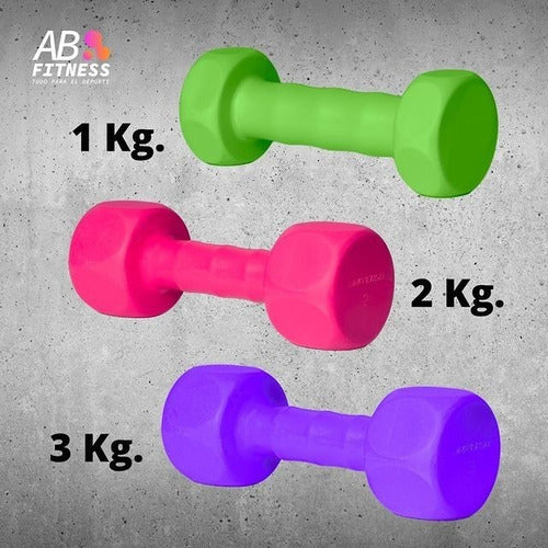 AB Fitness Hexagonal 3 Kg PVC Dumbbells - The Pair 2