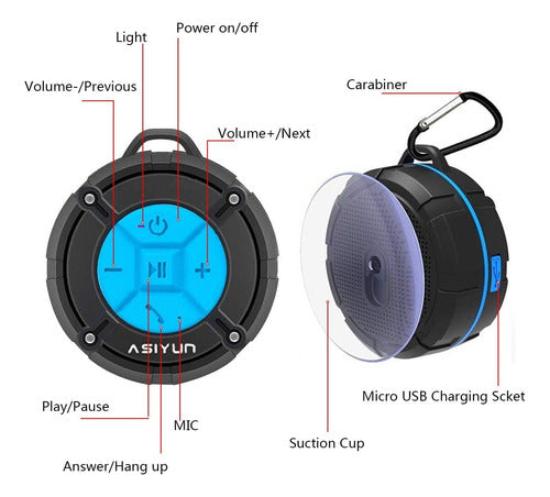 Bocina Para Regadera Con Bluetooth De Asiyun, Portátiles 6