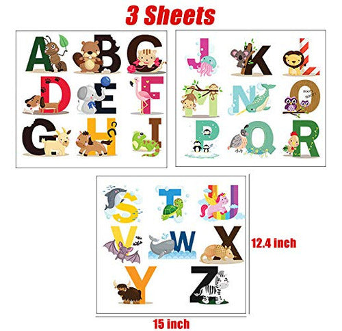 Finduat Alphabet Wall Stickers Removable Animal ABC Stickers for Kids 1