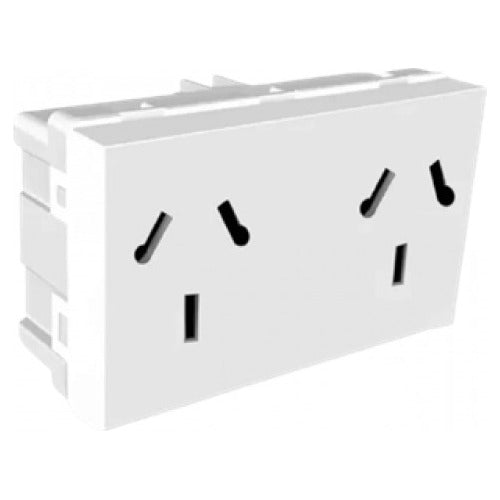 Jeluz Verona Double Electrical Outlet Module White 20027 x40 Pack 2