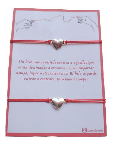 Lunas Joyería Red Thread Bracelets Heart Couples Gift 0