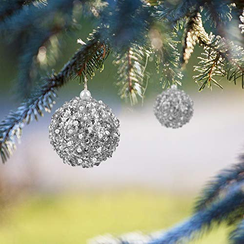 Zhanyigy Silver Christmas Ball Ornaments - Pack of 4 4