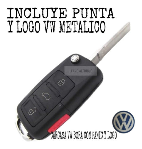 Keyshell Carcasa Llave Navaja VW Bora Con Panic 3 Botones 0