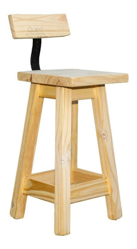 Queri Accesorios 2 Pine Bar Stools 60cm High with Iron Backrest 1