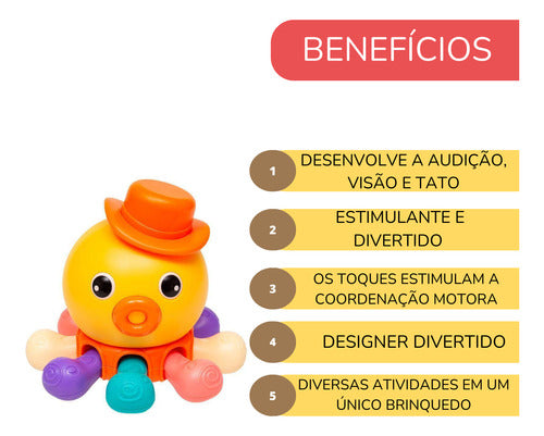 Brinquedo De Atividade Polvo Para Bebê Estimula A Audição 1