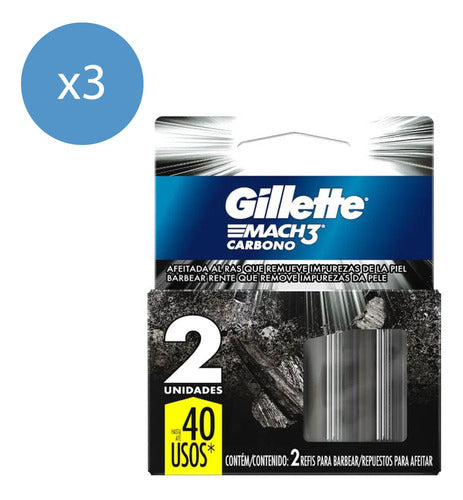 Gillette Mach3 Carbon Replacement Pack 2 Units 0