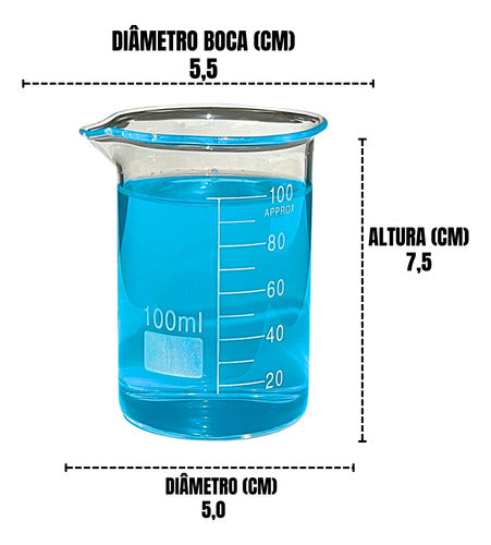 Kit Laboratório Béquer 100, 150 E 250ml+ Bastão 300x08mm 4