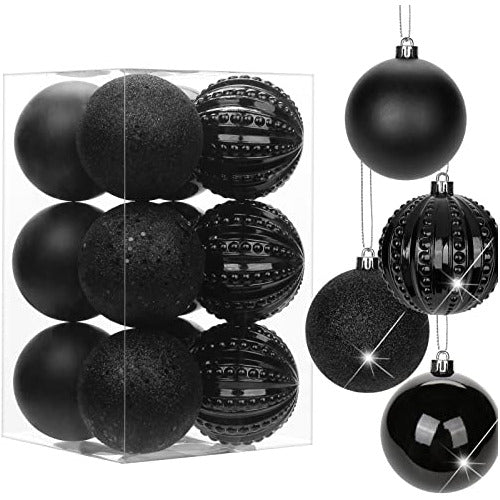 Bolas De Arbol Navidad 8cm Negras X 12u 0