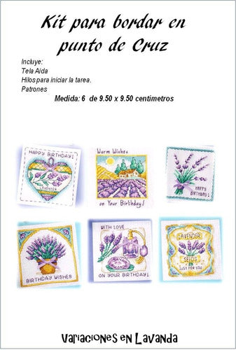 Cross Stitch Kit Fabric Thread and Patterns Lavender Variations 0