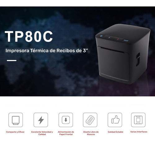 HPRT TP80C Autocut Command Printer RS232 Ticketing Cube Design 2