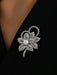 Schein Silver-Plated Bijou Brooch with Clear Crystals, Flower Shape 3