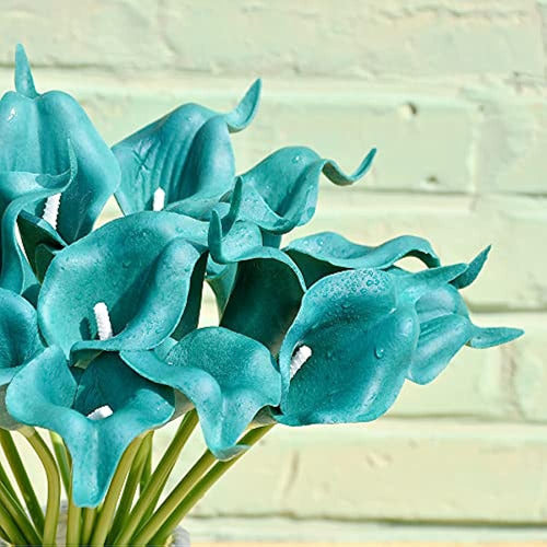 Mandy's 20pcs Teal Flowers Artificial Calla Lily Silk Flower 2