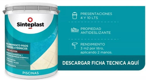 Kirkor Recubrimiento Pintura Pisos Bordes Atérmicos Piscinas 10lts 2