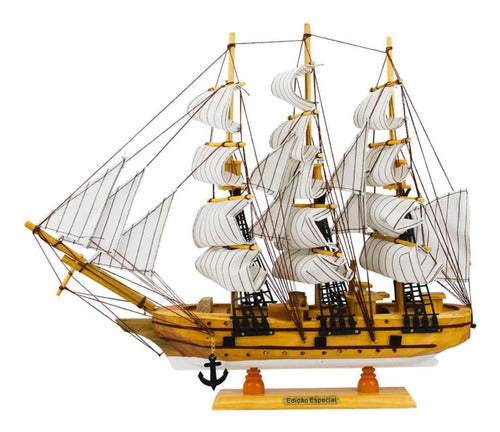 Miniatura Barco Navio Veleiro Madeira Linhas Vinho Base Bran 0