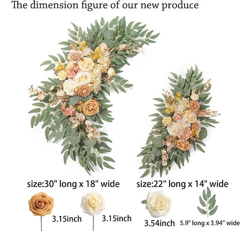 Yyhuawu Artificial Wedding Arch Flower Swag Set De 2 Para Di 1