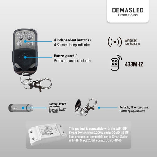 Sonoff Control Remoto RF Para Switch Receptores Wifi 433mhz Alarmas 1