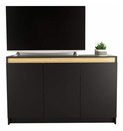 Table's Modern Closed Cabinet with 3 Doors - Black Elm 6