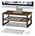 Ekisemio 2-tier Monitor Stand Riser, Wood Desk Organizer Sta 0