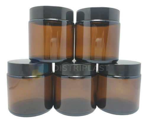 Distriplast Amber Glass Jar with Screw Lid 100cc 100ml Pack of 100 6