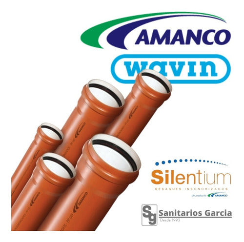 Amanco Tubo Caño Silentium 110 Mm X 4mts (No Awaduct) 1