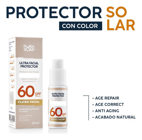 Pura Soap 2 Facial Sunscreen Fps 60 Medium Color S/ Tacc - Fw 4