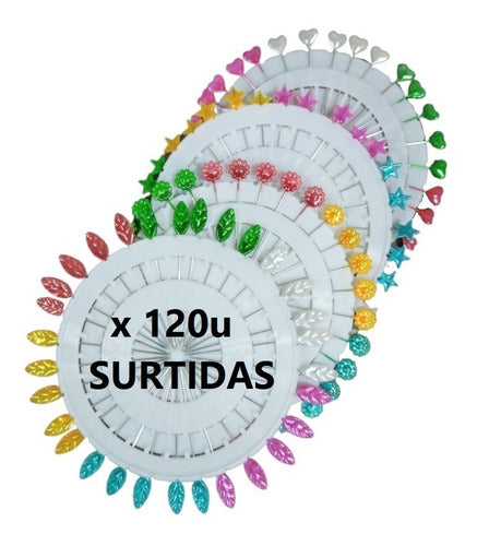 Gema Alfileres Con Formas Surtidas X 120 Unidades De Colores 1