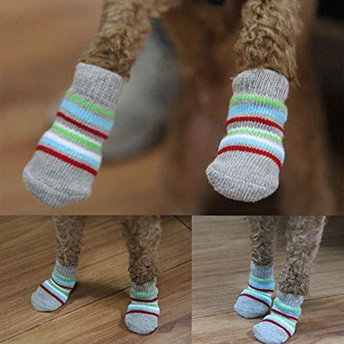 Conxki Traction Control Cotton Socks for Indoor Dogs - 5 Pairs, Random Color 1