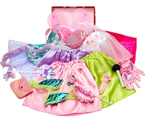 Toiijoy Girls Dress Up Trunk Princess Mermaid Bride Pop Star Ballerina Fairy Costume Set 0