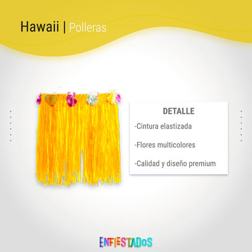 Enfiestados Pollera Hula Hula Hawaiana Verano X Color 40cms Cotillon 3