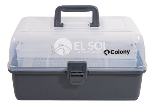 Caja Colony Pesca Hs 305 2 Bandeja Gris Con Tapa 1