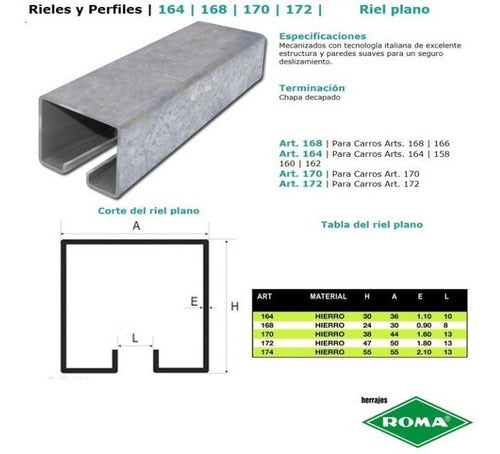 Sliding Hanging Gate Rail Hardware Roma 180 X 6 M Bis 1