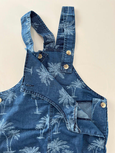 Cheeky Baby Boy Denim Blue Romper with Palm Trees 3